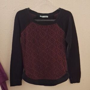Maurices Burgundy and Black Crew Neck Sweater